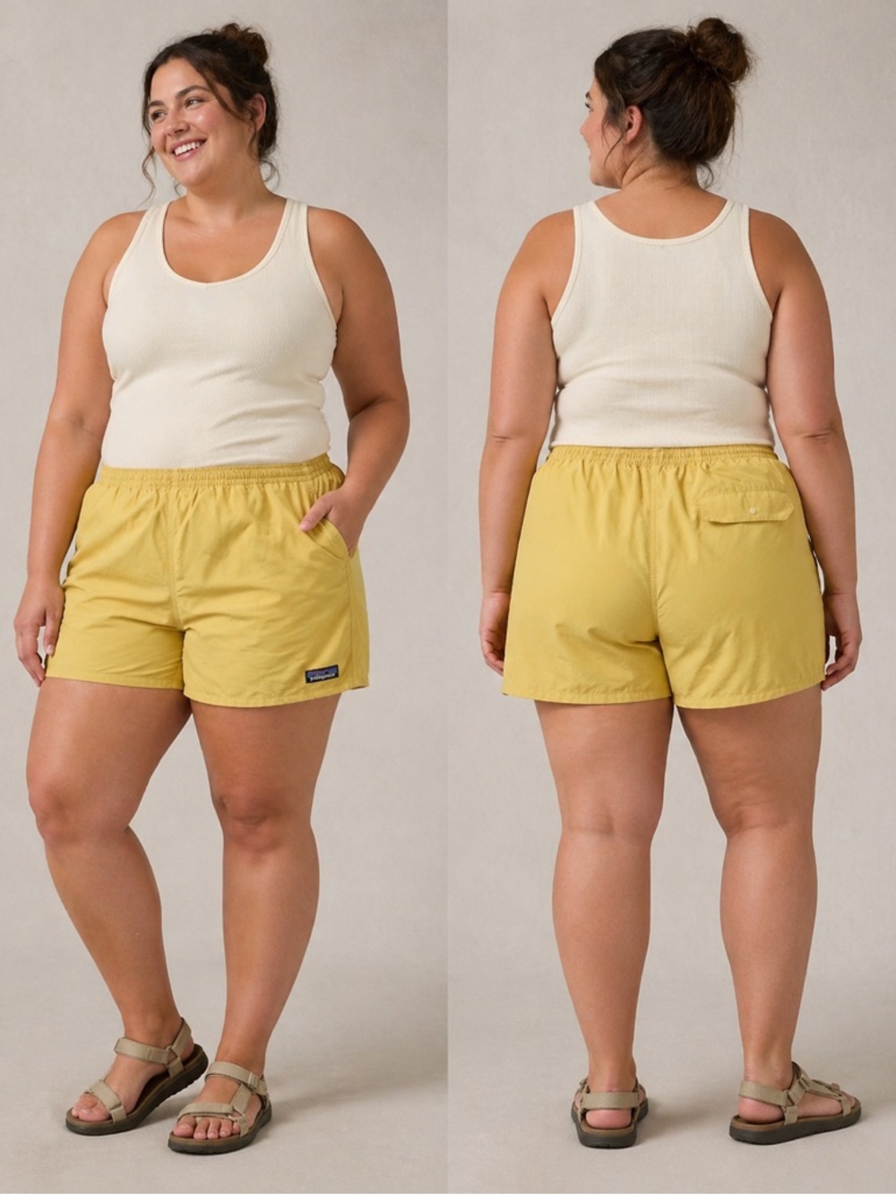 Patagonia Yellow 4” Funhoggers Elastic-Waist 100% Cotton Relaxed fit Shorts